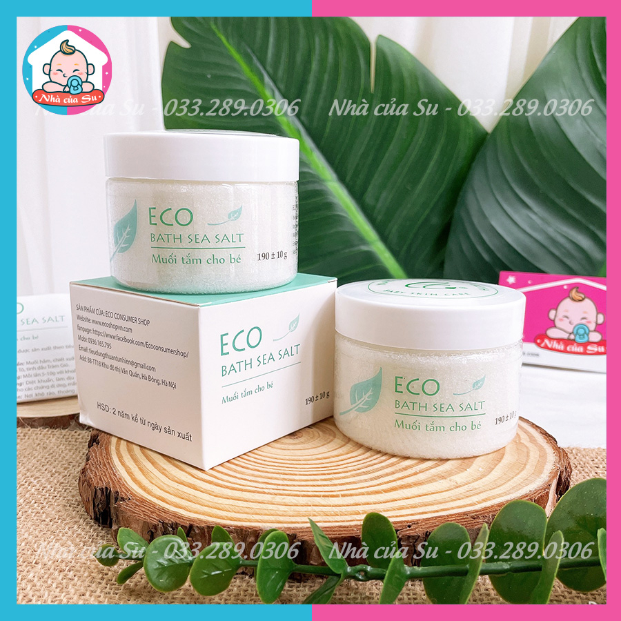 Combo 2 muối tắm bé Eco 200g chính hãng thảo dược cho bé, 100% từ thiên nhiên an toàn với trẻ sơ sinh Nha cua su