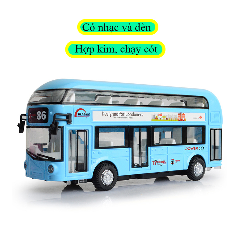 Đồ chơi mô hình xe bus 2 tầng KAVY bằng hợp kim có nhạc và đèn Littel London