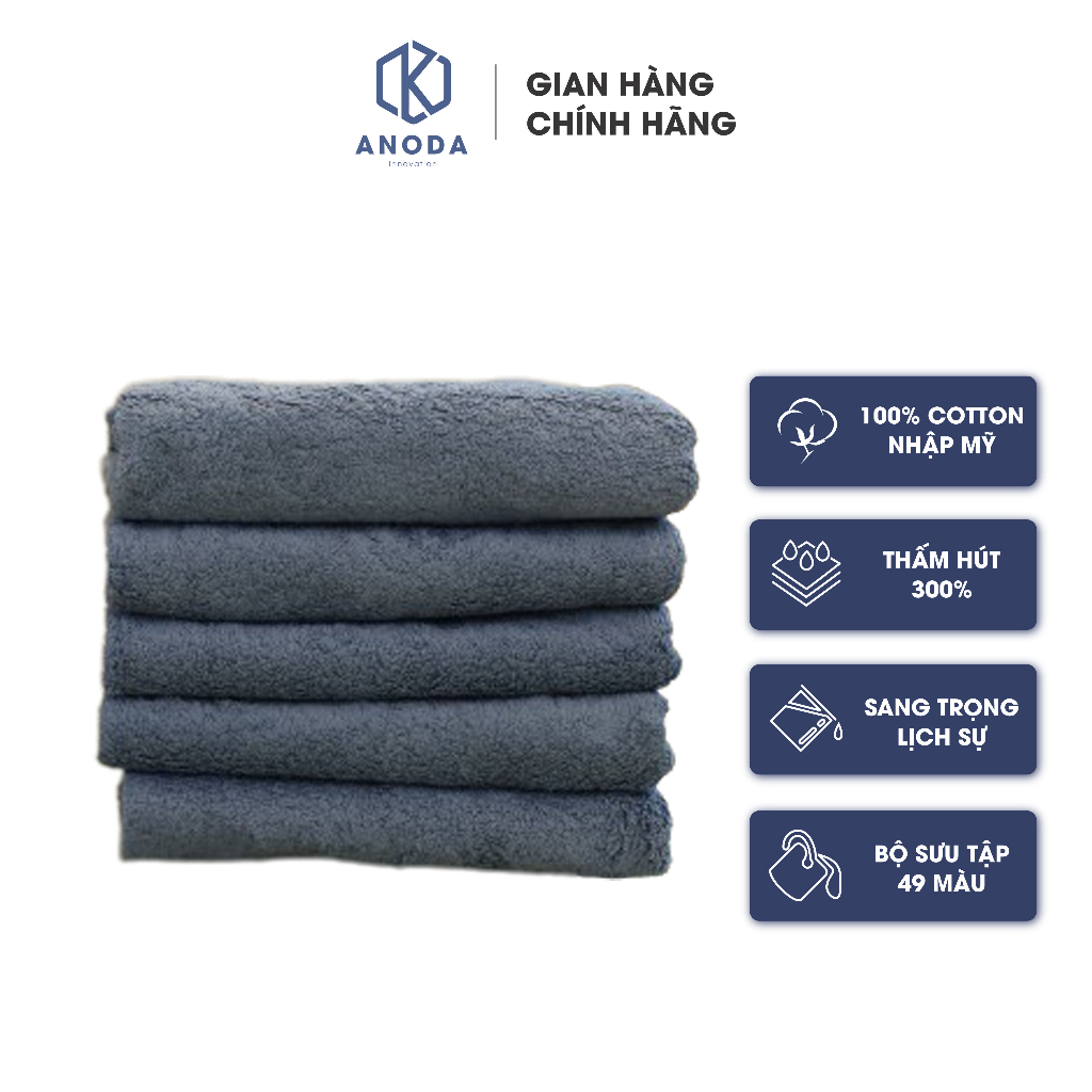 Khăn 40x80cm trọng lượng 200gr 100% Cotton Cao Cấp  Anoda màu Dark gray