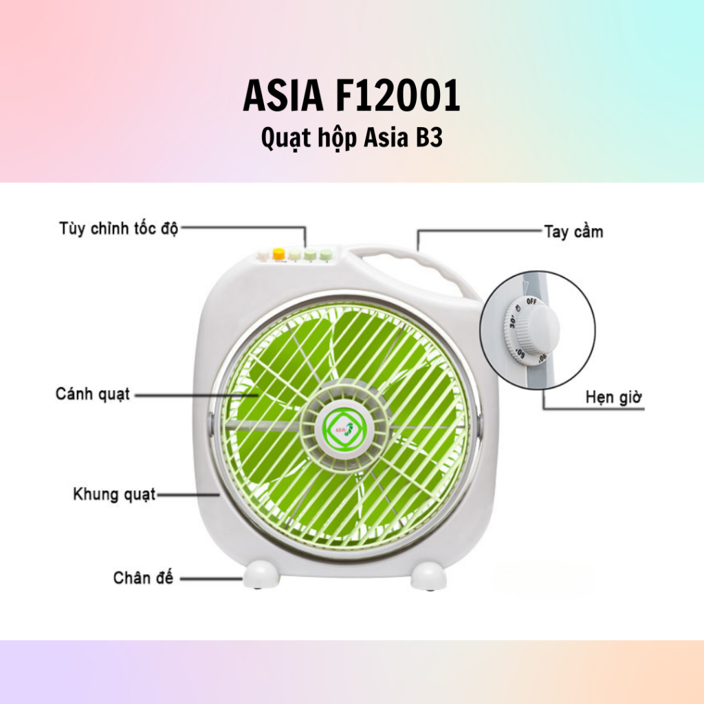 Quạt hộp Asia B3 F12001 - Màu ngẫu nhiên - Hàng chính hãng