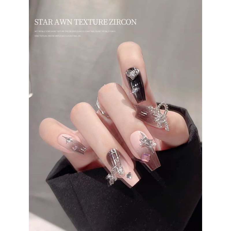 Charm xích nơ đá hồng-bươm đá+xích trăng sao nai mới cao cấpl