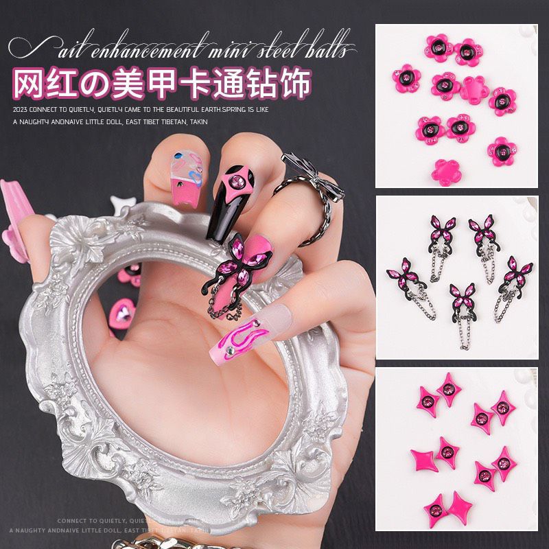 Charm bươm xích-charm sao 4 cánh đá nail cao cấp mới