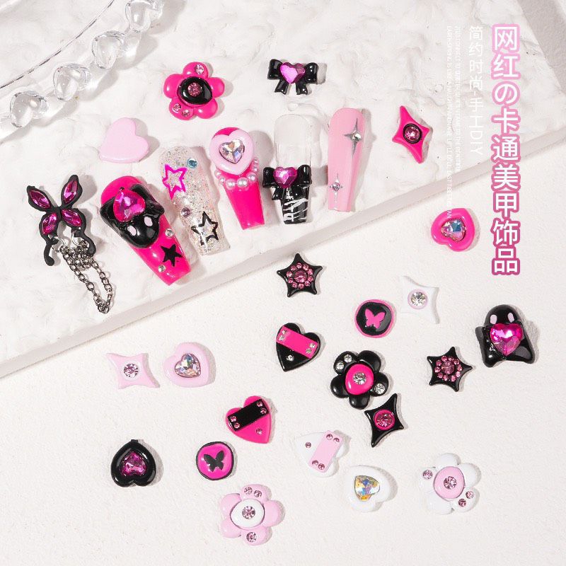 Charm bươm xích-charm sao 4 cánh đá nail cao cấp mới