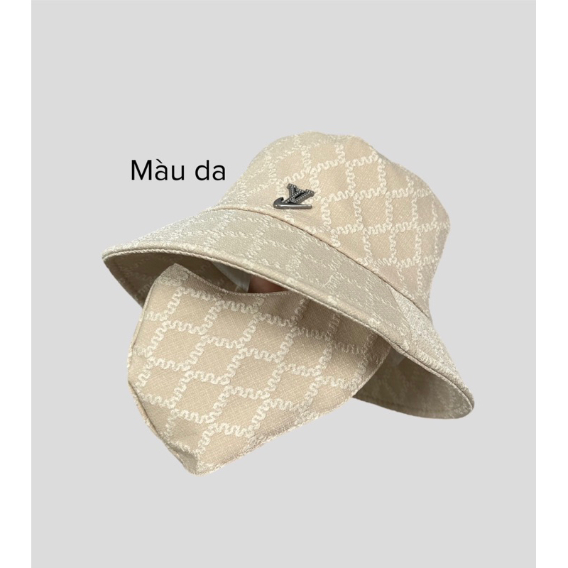 Mũ chống nắng kèm khẩu trang vải xốp chất liệu mới - Mũ khẩu trang gấp gọn siêu tiện lợi