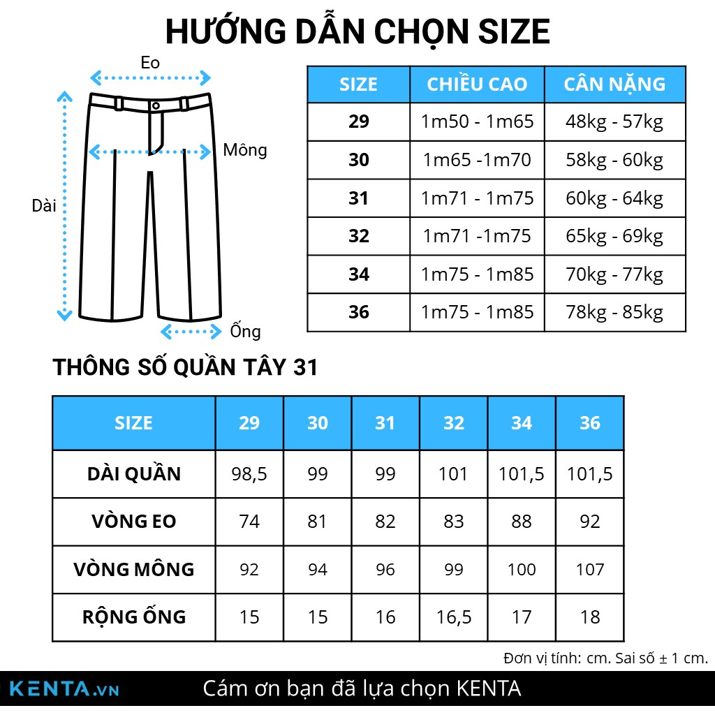 Quần tây nam màu vàng kem KENTA QTA0037