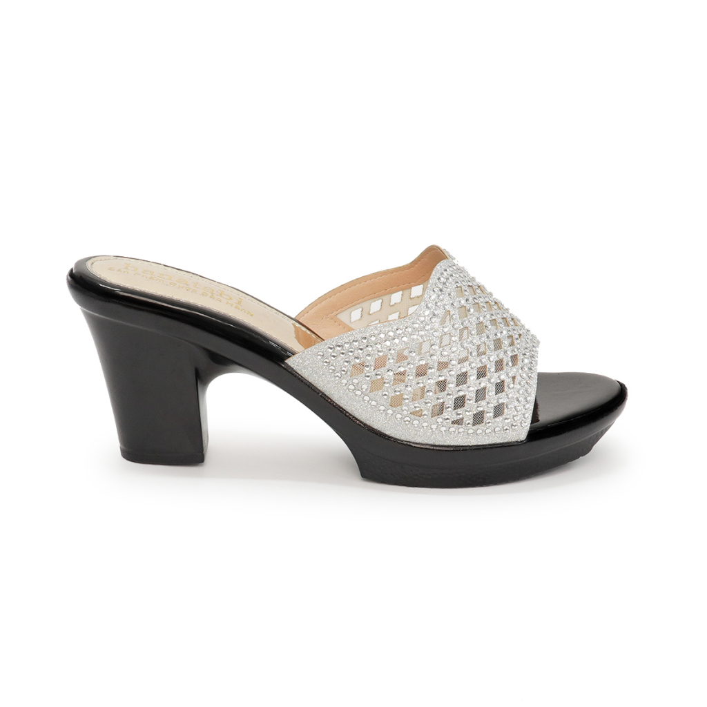 Dép Gót Nữ Hanatabi Quai Lưới Đính Xoàn Gót Cao 7cm Mã HNDE7F890