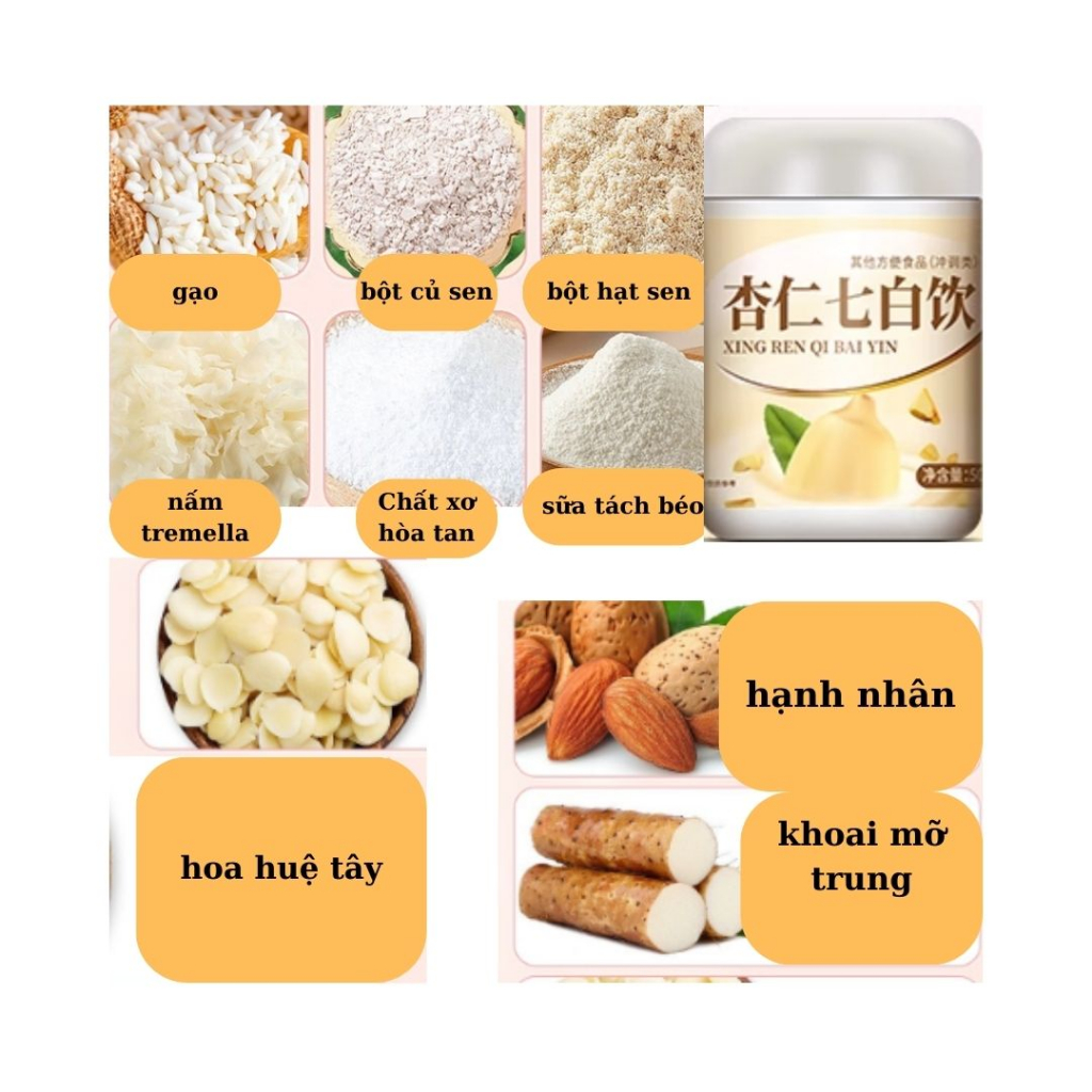 BỘT HẠNH NHÂN LÀM TRẮNG DA MỜ NÁM 300g 12 gói_HỘP 500G