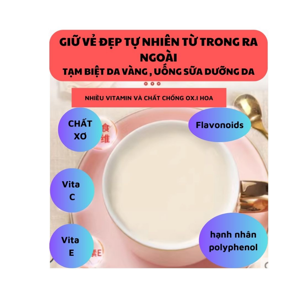 BỘT HẠNH NHÂN LÀM TRẮNG DA MỜ NÁM 300g 12 gói_HỘP 500G