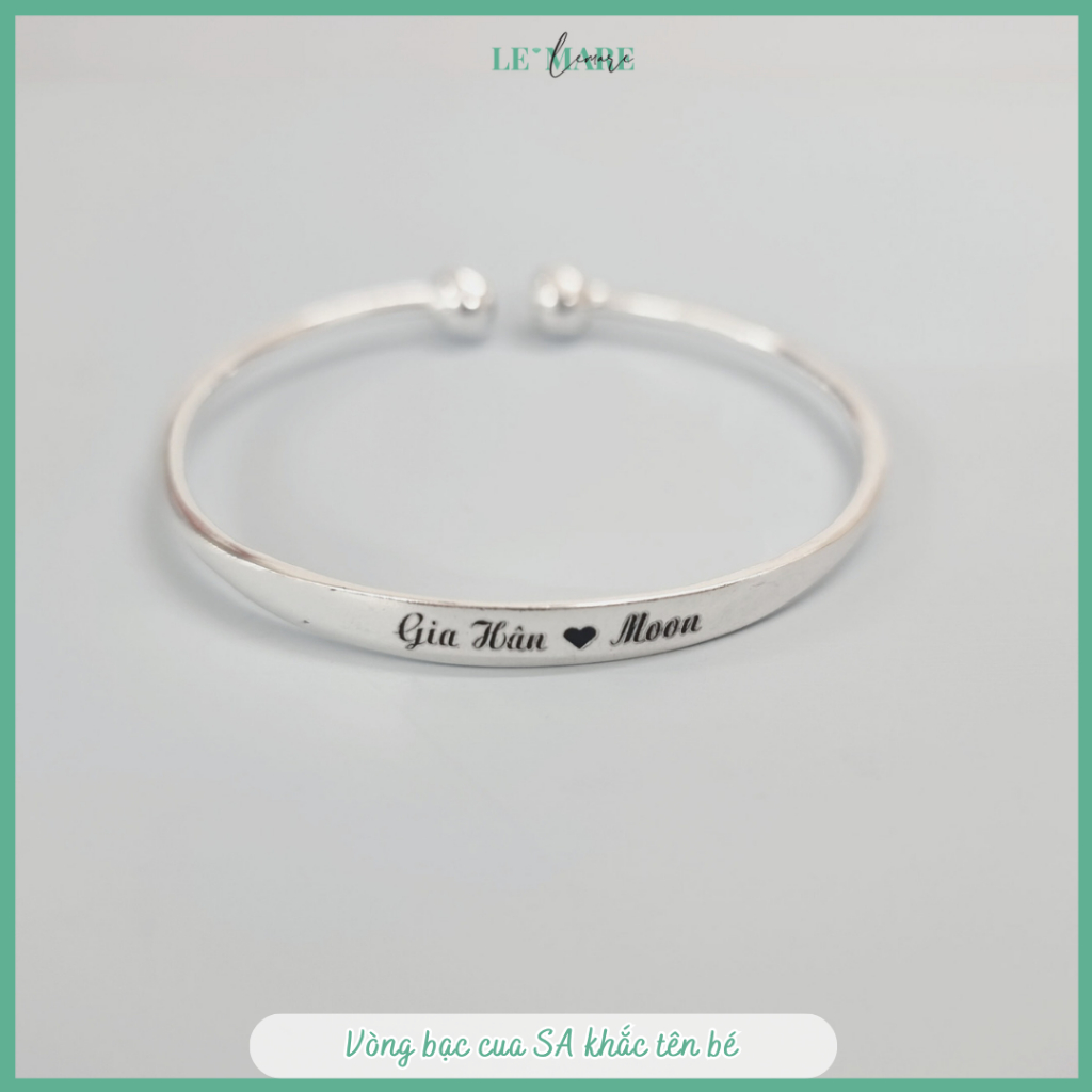 Vòng bạc cua khắc chữ trẻ em SA009TE - Le'mare Jewelry -KHẮC CHỮ MIỄN PHÍ