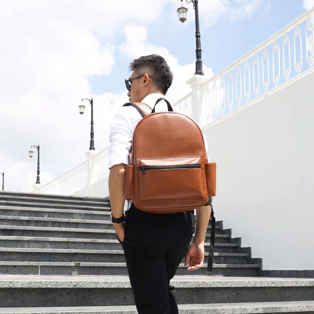 Balo laptop nam nữ thời trang PADO 605 chất liệu da PU nhập khẩu chống thấm nước cao cấp