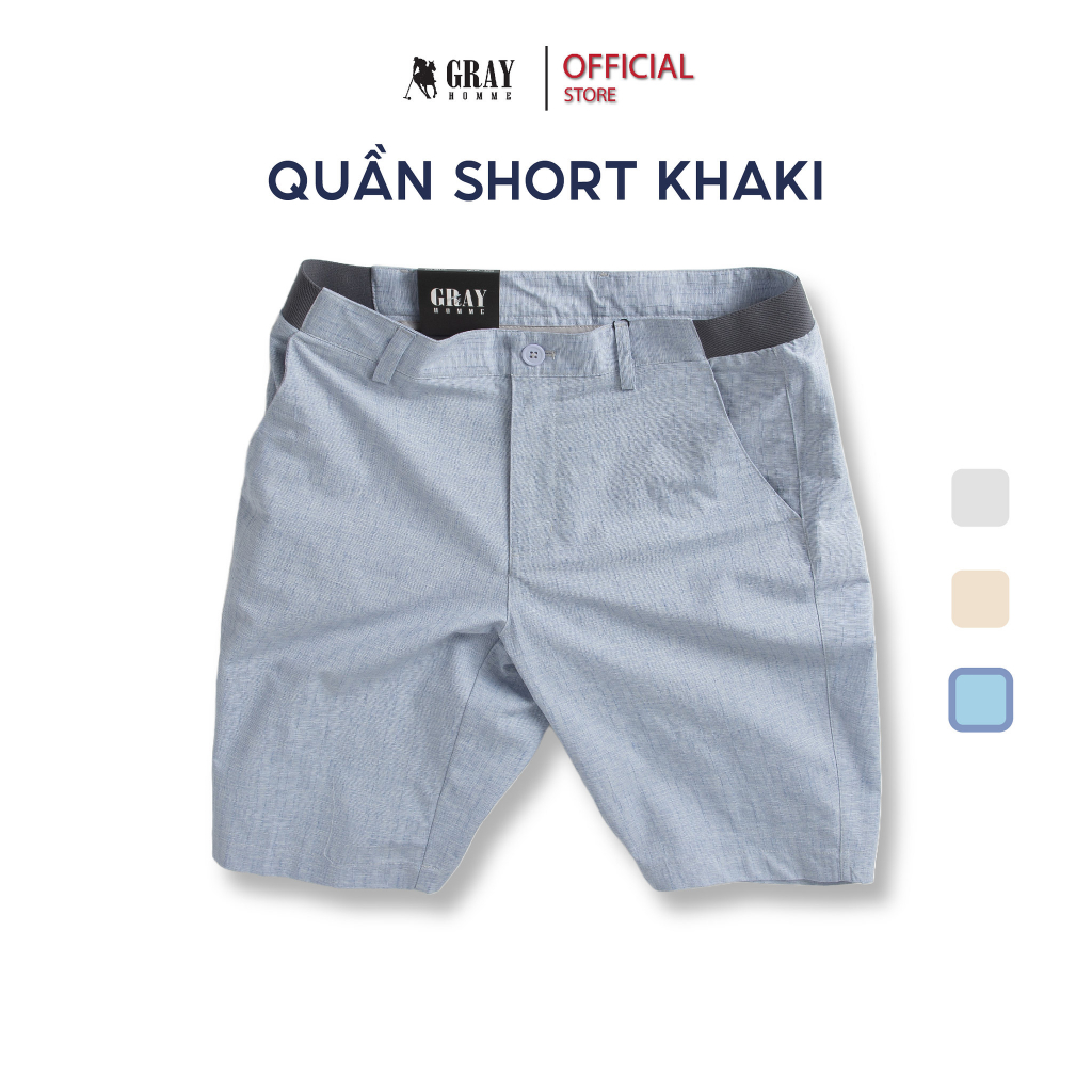 Quần Đùi Nam, Quần short kaki nam phối Cạp Chun GRAYHOMME short đũi kẻ xước mềm nhẹ, thoáng khí (BK120)