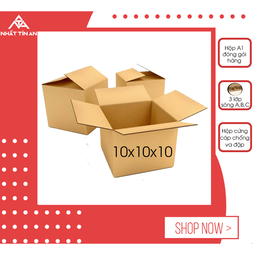 100 Hộp carton đóng gói size 10x10x10