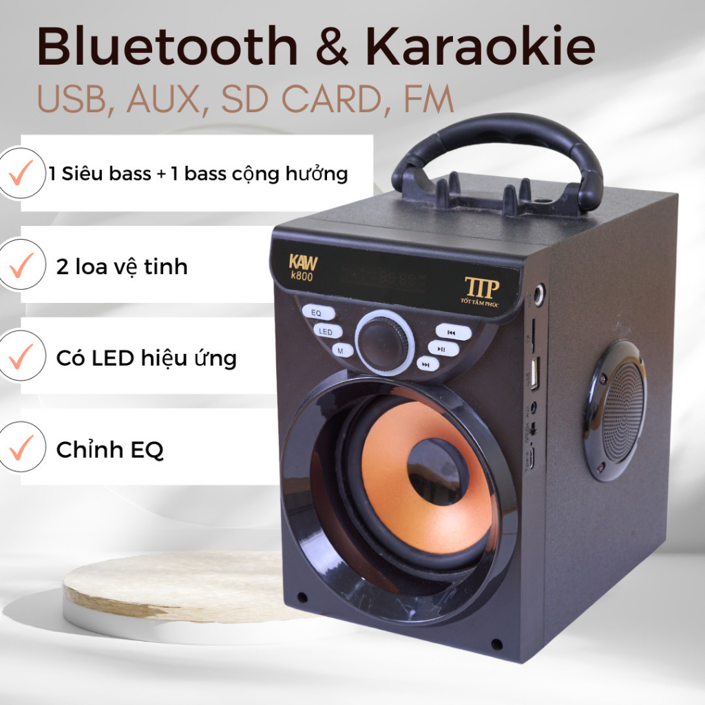 Loa karaoke mini KAW-K800 - Loa hỗ trợ Bluetooth 5.0, công suất lớn - Phân phối chính hãng KAW - Bảo hành toàn quốc
