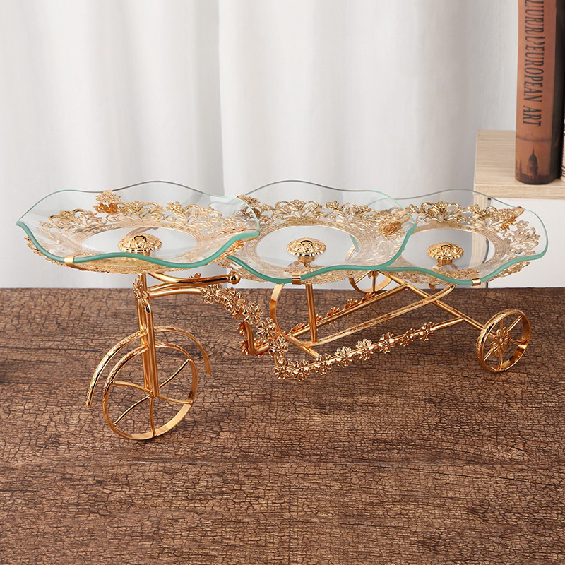 Khay bánh hình xe đạp ba tầng trang trí tiệc Huydecor, khay đựng bánh kẹo cách điệu hình xe đạp