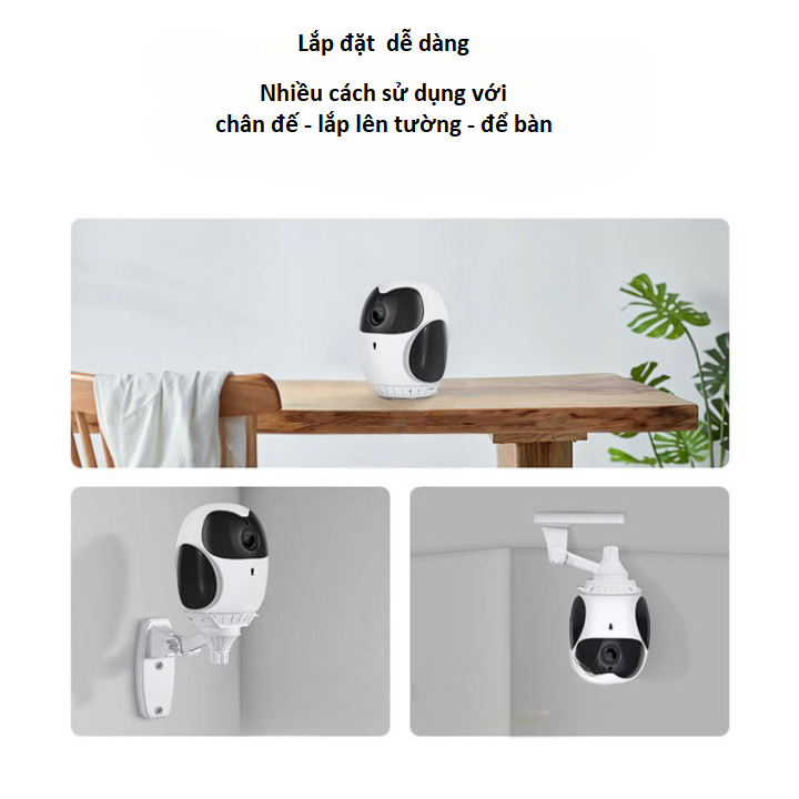 Camera xoay 360 độ giọng nói,Camera mini wifi 360 hình cú 1080p giám sát an ninh,đàm thoại 2 chiều, quay ban đêm,zoom 4X