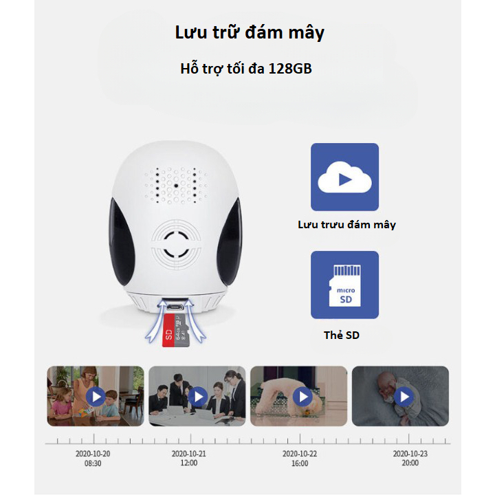 Camera xoay 360 độ giọng nói,Camera mini wifi 360 hình cú 1080p giám sát an ninh,đàm thoại 2 chiều, quay ban đêm,zoom 4X