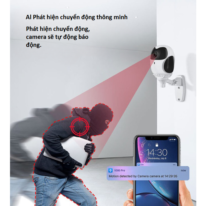 Camera xoay 360 độ giọng nói,Camera mini wifi 360 hình cú 1080p giám sát an ninh,đàm thoại 2 chiều, quay ban đêm,zoom 4X