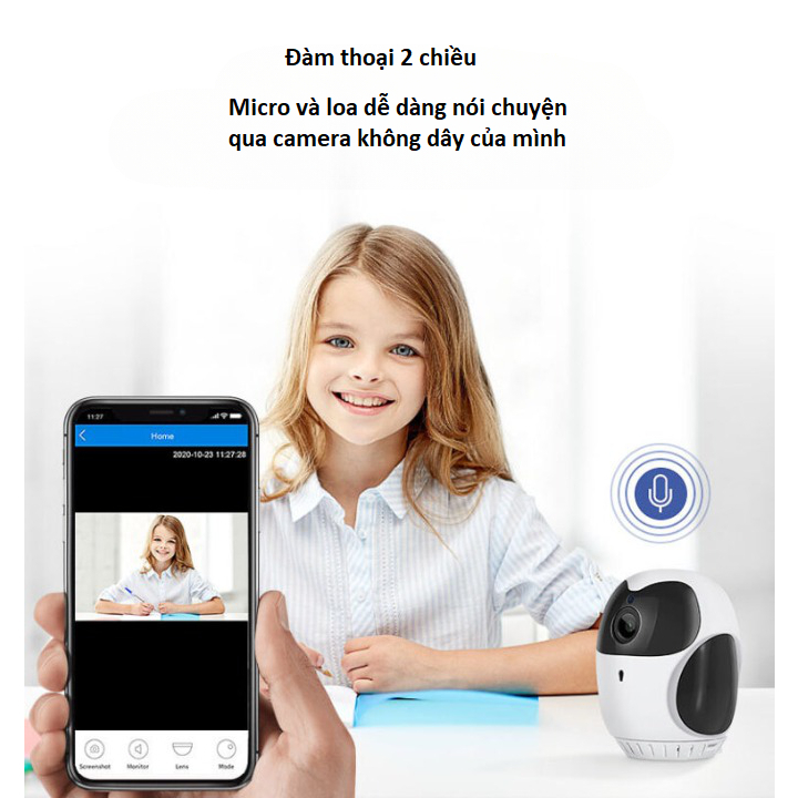 Camera xoay 360 độ giọng nói,Camera mini wifi 360 hình cú 1080p giám sát an ninh,đàm thoại 2 chiều, quay ban đêm,zoom 4X