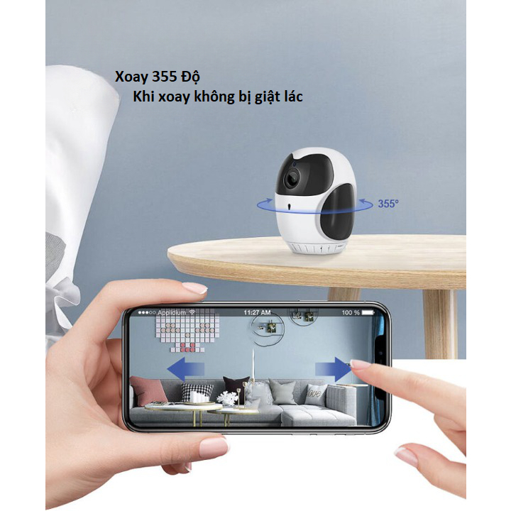 Camera xoay 360 độ giọng nói,Camera mini wifi 360 hình cú 1080p giám sát an ninh,đàm thoại 2 chiều, quay ban đêm,zoom 4X