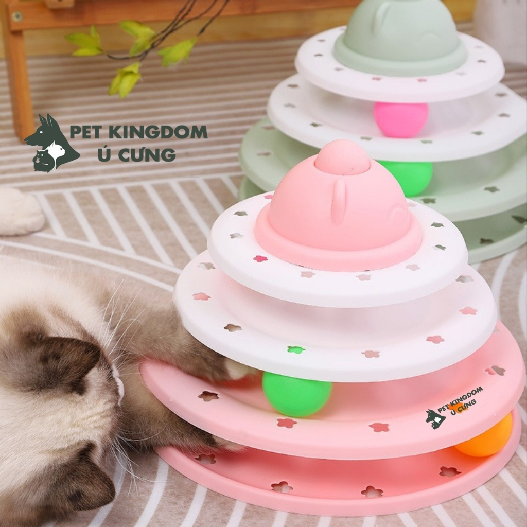 Tháp Bóng 3 Tầng Cho Mèo - Đồ Chơi Bàn Xoay Cho Mèo
