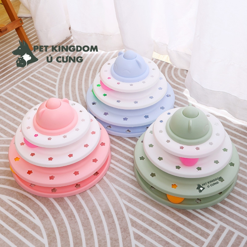 Tháp Bóng 3 Tầng Cho Mèo - Đồ Chơi Bàn Xoay Cho Mèo
