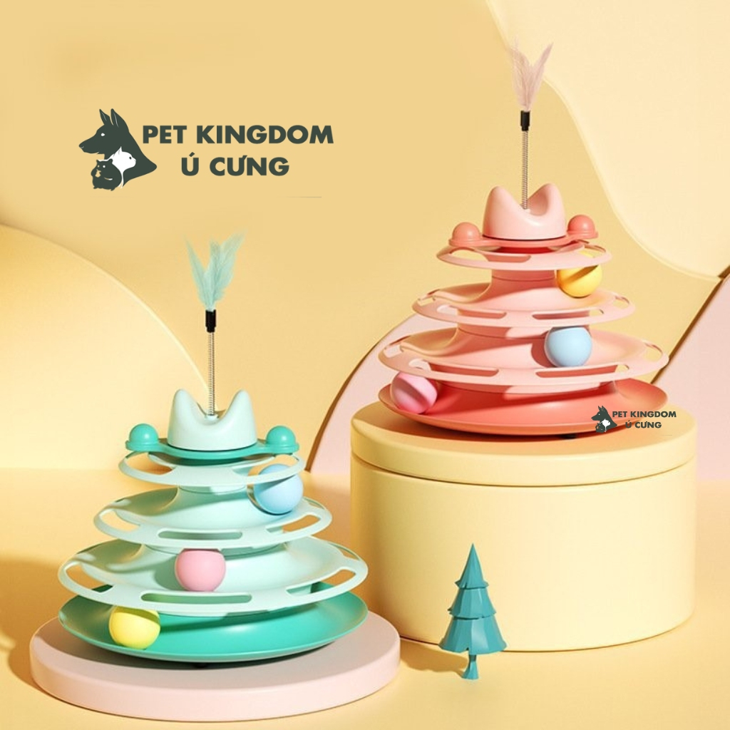 Tháp Bóng 3 Tầng Cho Mèo - Đồ Chơi Bàn Xoay Cho Mèo