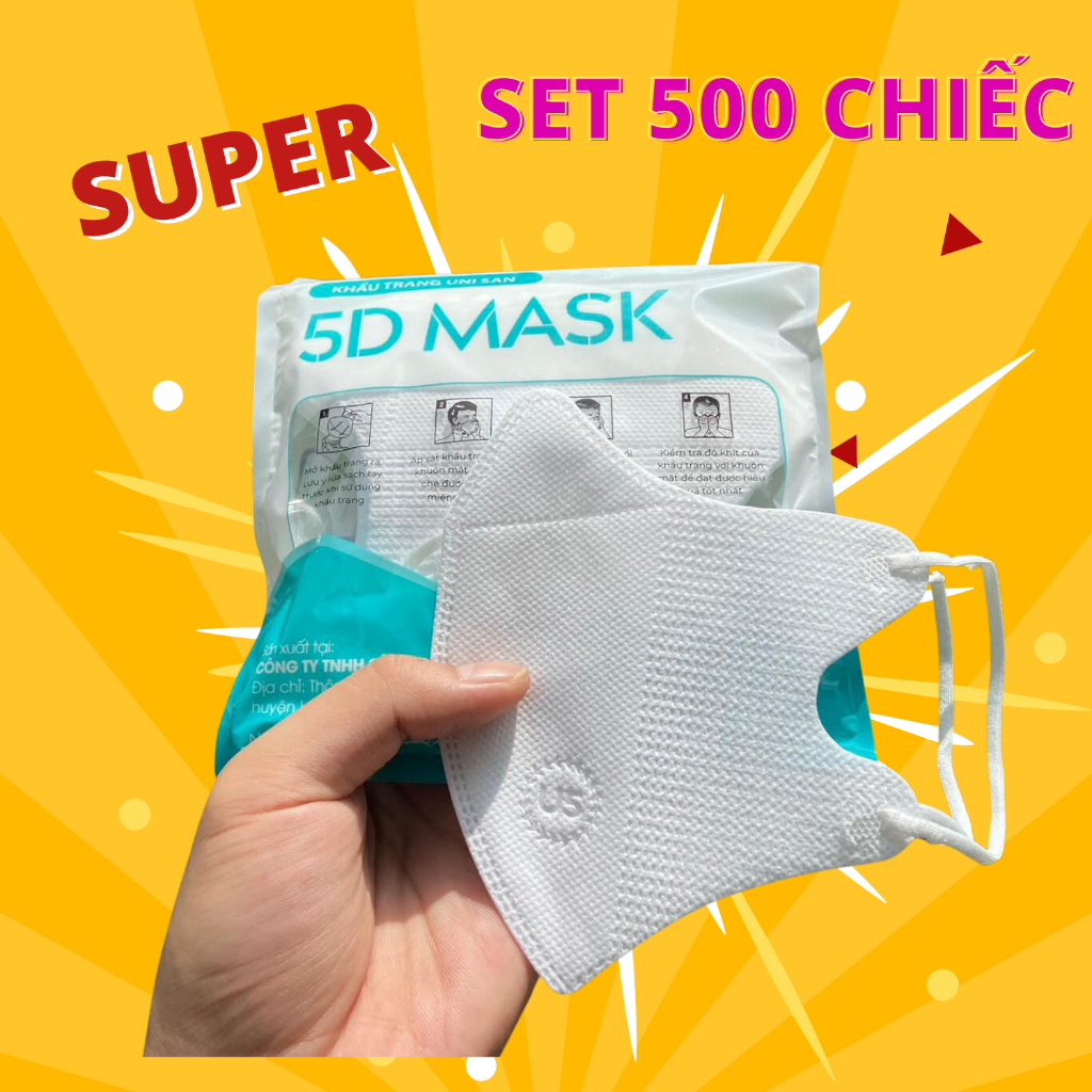 [ SET 500 Cái] Khẩu trang 5D UniSan Mask, kháng khuẩn, hàng chính hãng