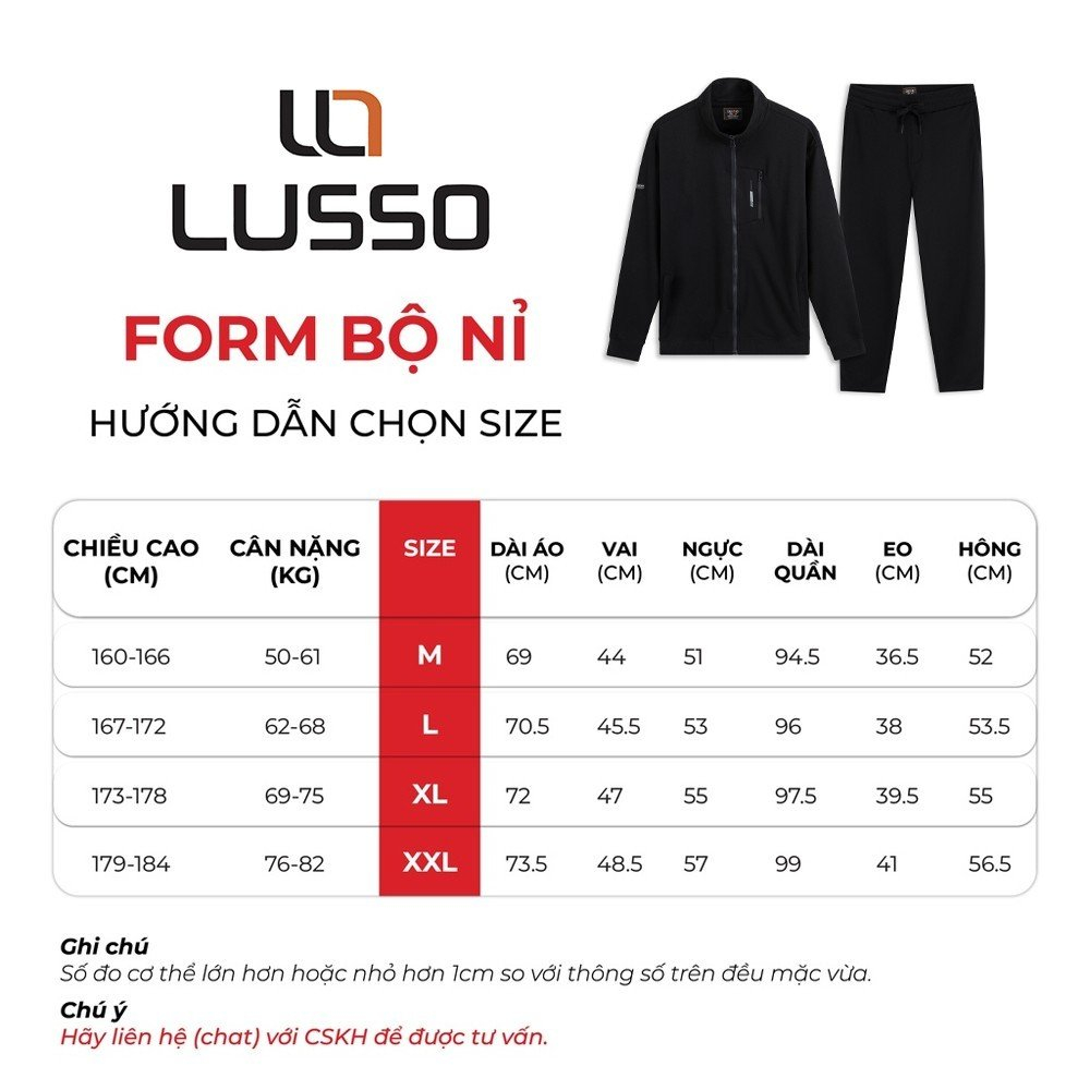 Bộ Thể Thao Nam Mùa Đông Lusso, Vải Cotton USA Xuất Khẩu Có Khoá Kéo BNF-007