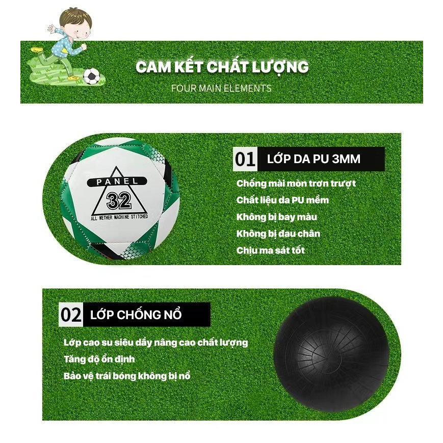 Quả bóng đá đúc 3 lớp, size 5 tiêu chuẩn + tặng kèm kim bơm và túi lưới - Vivasport