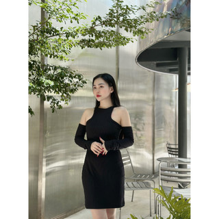 YU CHERRY | Đầm thun nữ ôm body cổ tròn khoét vai Cut Out Slim Dress YD176