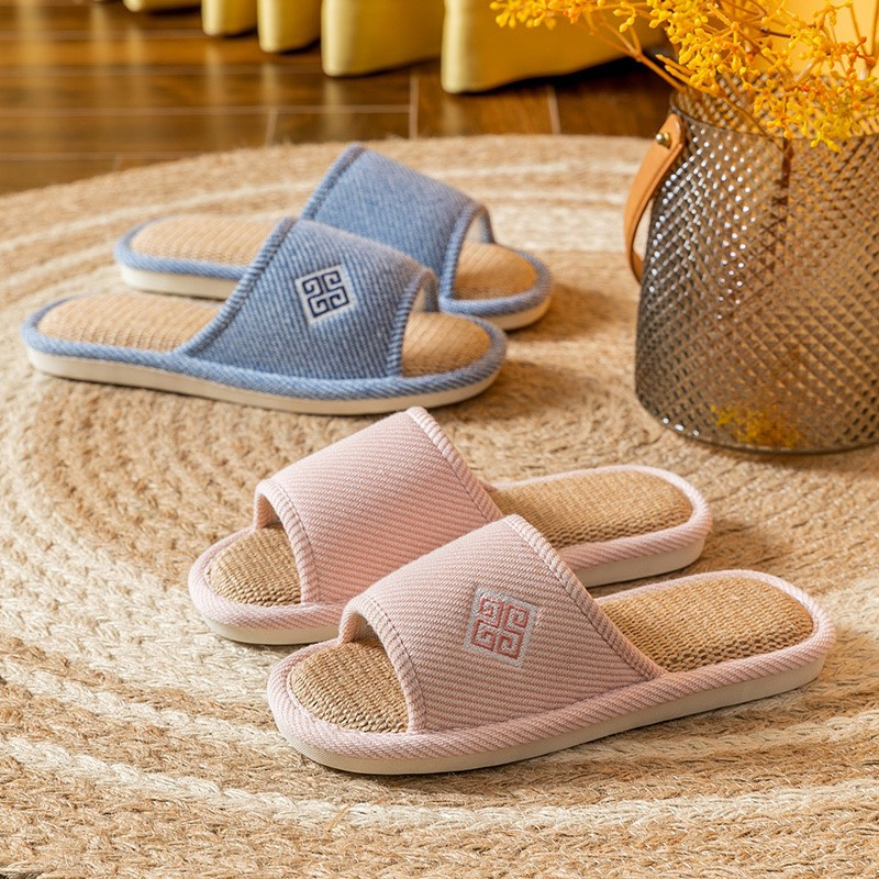 (New)Dép Vải Lanh Đi Trong Nhà Logo Hoàng Gia Cao Cấp Chất Liệu Xịn,4 Màu Sắc Cá Tính,Dép Văn Phòng Công sở