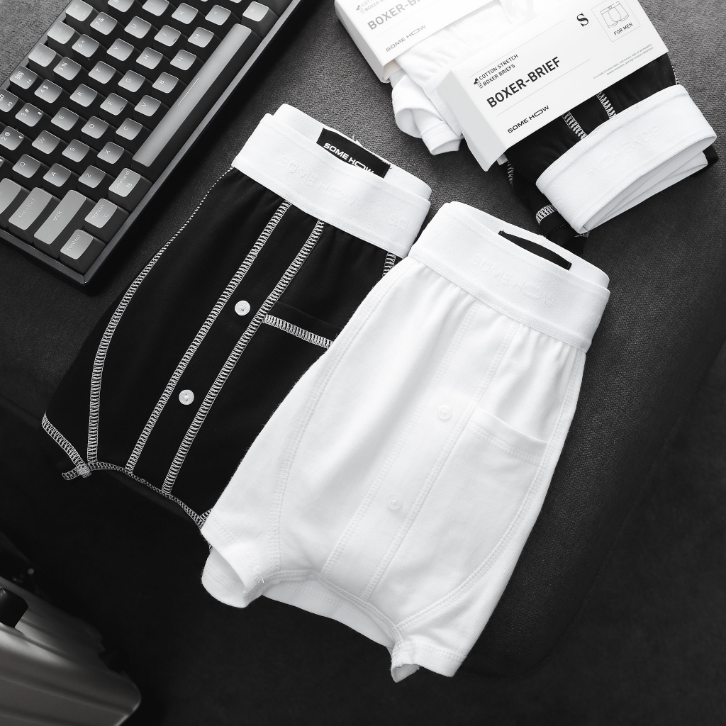 Boxer Nam Secret Pock Buttons, Chất Vải Cotton 4 Chiều Thoải Mái, BX0002, SOMEHOW