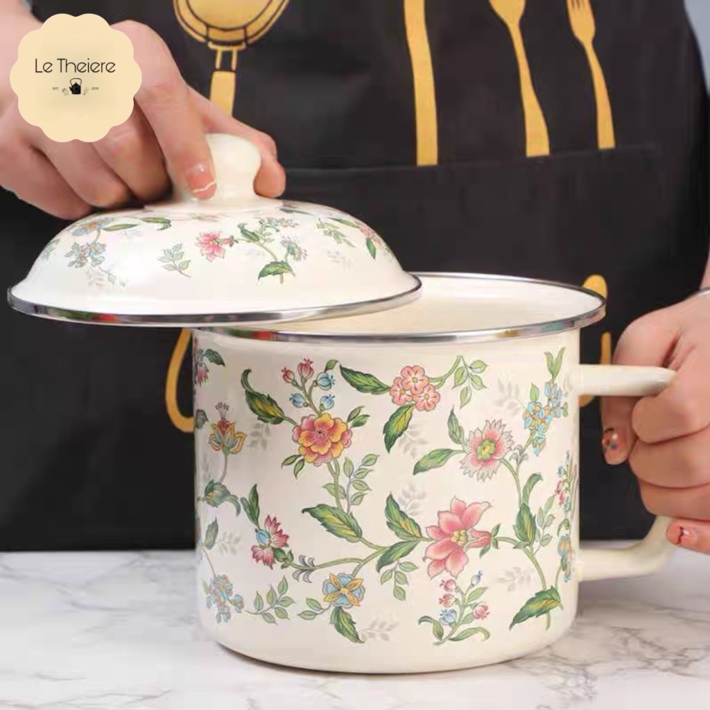 Cốc Uống Nước Uống Cafe Giữ Nhiệt Có Nắp Bằng Thép Tráng Men Cỡ Lớn 1-1.8L