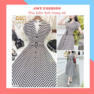 V4018 Váy vest đen trắng dáng xoè dài sang chảnh đầm xoè đen trắng cổ vest