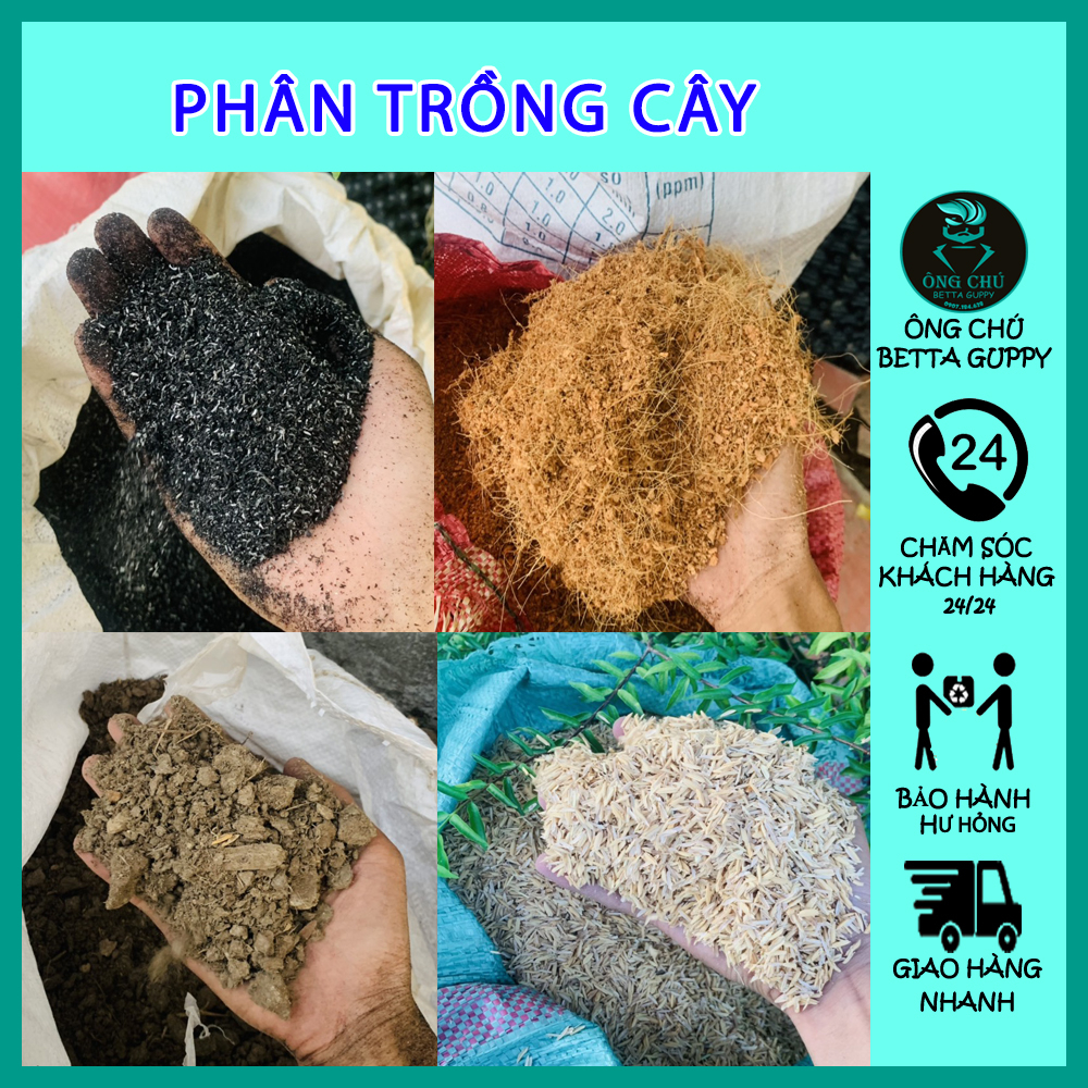 Phân bón trồng cây - Sơ dừa - Tro - Trấu - Phân bò