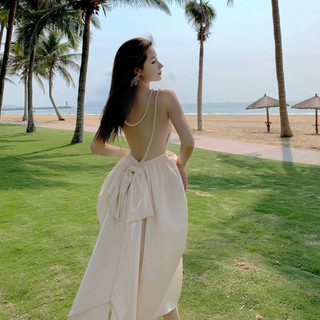 Váy yếm tơ dây đan lưng hạt ngọc