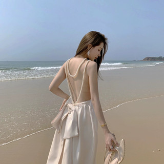 Váy yếm tơ dây đan lưng hạt ngọc