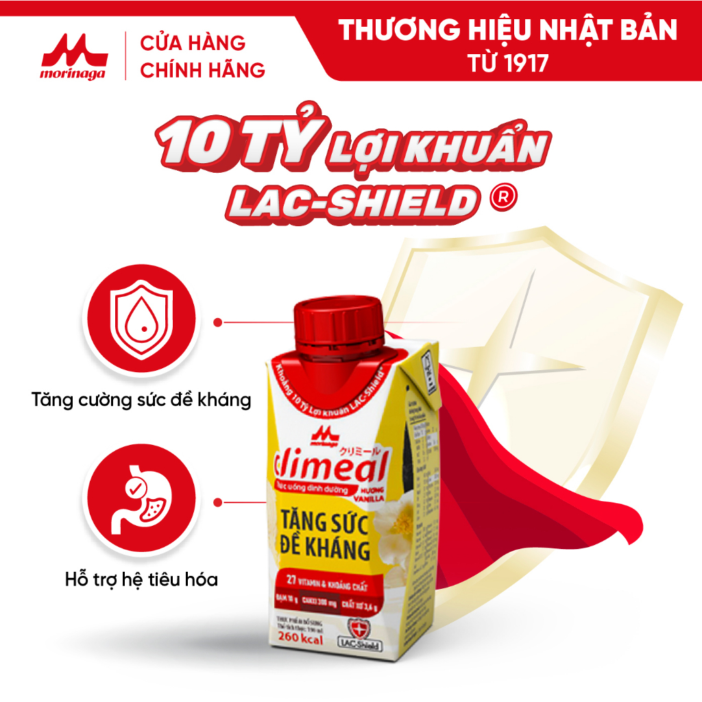 Vỉ 3 hộp 190ml Thức uống dinh dưỡng Climeal - Hương vanilla