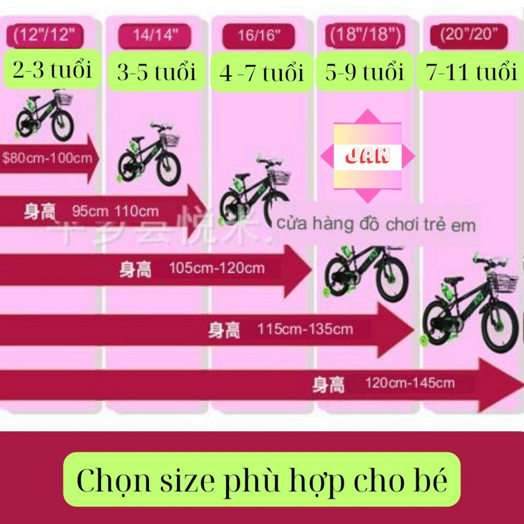 Xe đạp cho bé trai Xaming full size 12-20 đủ màu