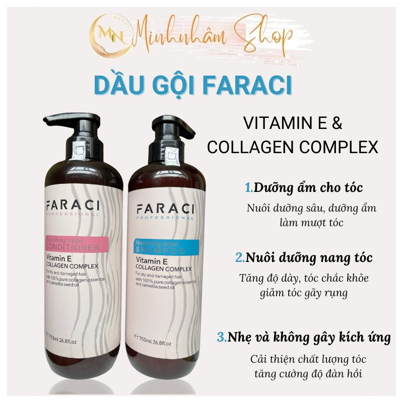 Dầu gội xả Faraci, gội xả Faraci siêu mềm mượt, phục hồi tóc hư tổn dung tích 750ml