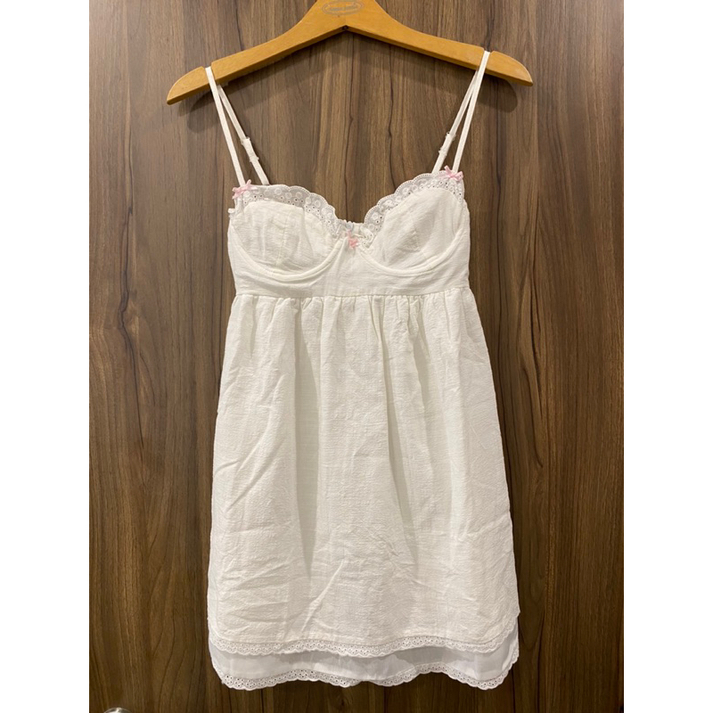 Thanh lý pass đầm Lolita cúp ngực nơ ren linen trắng cúp ngực sexy