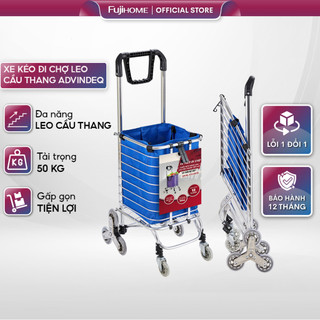 Xe kéo đi chợ siêu thị xếp gọn leo cầu thang 60kg 8 bánh đa năng ADVINDEQ TL-90CN2,xe đẩy có giỏ mini gấp gọn gia đình