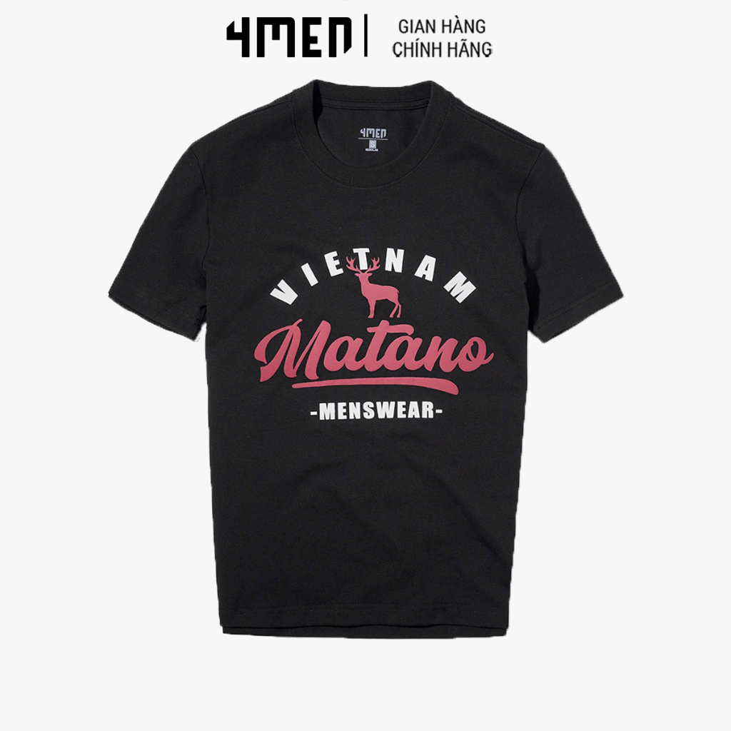 Áo thun nam cổ tròn 4MEN AT076 form suông ngắn tay in họa tiết graphic tinh tế, vải cotton 4 chiều, thoáng mát