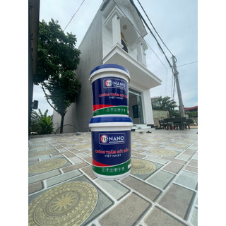 Sơn chống thấm cốc dầu nano nhật bản thùng 18 lít hai màu đen và ghi chống thấm mọi bề mặt