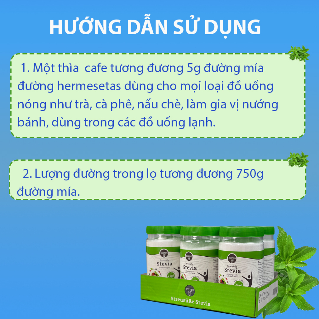 Đường ăn kiêng Stevia cho keto,das tiểu đường hộp 75g