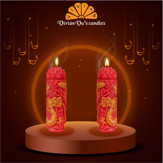Nến Đôi Trụ Rồng VivianVu's Candles Trang Trọng Phù Hợp Lễ Chùa Cũng Bái - Nến Tâm Linh VivianVu's Candles
