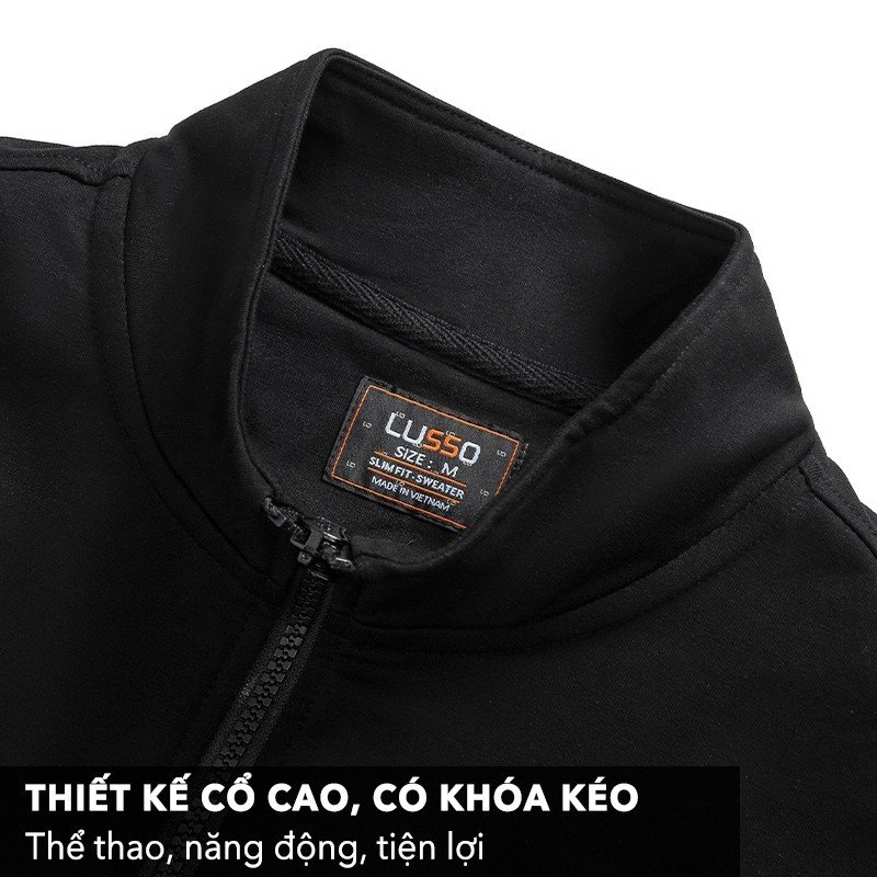 Bộ Quần Áo Nỉ Thể Thao Nam Mùa Đông LUSSO, Vải Cotton USA Xuất Khẩu, Có Khoá Kéo Mềm Mịn, Bo Chun Ấm Áp BNF-006