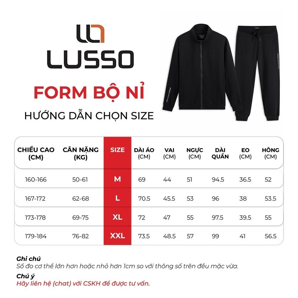 Bộ Quần Áo Nỉ Thể Thao Nam Mùa Đông LUSSO, Vải Cotton USA Xuất Khẩu, Có Khoá Kéo Mềm Mịn, Bo Chun Ấm Áp BNF-006