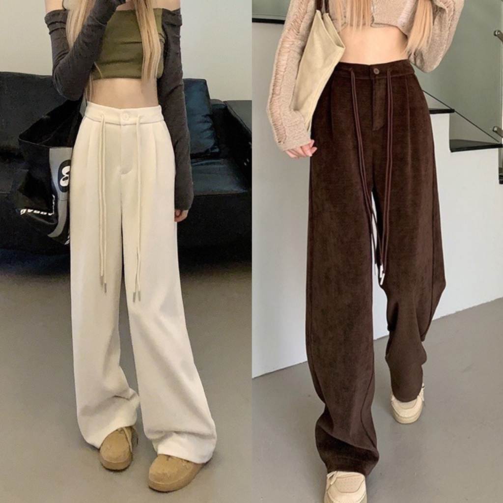 Quần nhung tăm ống suông kèm dây Jun Store 857 P0K36