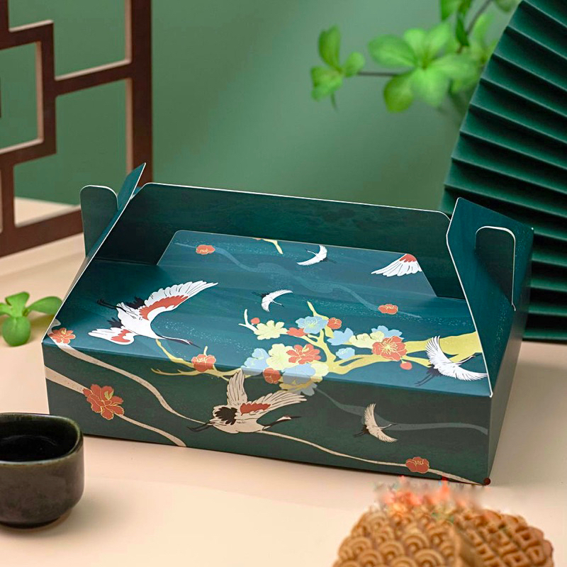 Hộp giấy đựng 6 bánh trung thu 50-75g mẫu Cúc Vàng-Tiết Đỏ 2022